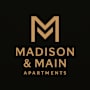 The image is a logo for Madison & Main Apartments.