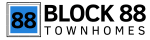 a graphic with the words block 888 town homes