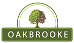 the logo for oak brook with a tree in the middle