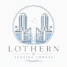 A logo with the words "Lothern Seaside Towers" and an illustration of two towers with palm trees and waves.