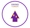A graphic of a purple house with the words "VIKING TOWER" above it.