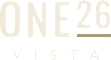 A sign with the text "ONE 26 VISTA" on it.