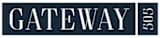 A dark blue sign with the word "GATEWAY" in white letters.