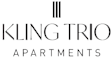 A black and white image of a logo for Kling Trio Apartments.