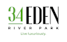A logo for 34 Eden River Park with the tagline "Live luxuriously.".