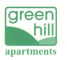 the logo for green apartments is shown in a green field