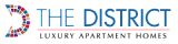 A blue and red logo that says the district.