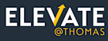 The image features the word "ELEVATE" in large white letters with a yellow upward arrow, followed by the handle "@THOMAS" in smaller text.
