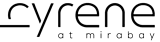 The image features the word "cyrene" in a large font, followed by the phrase "at mirabay" in a smaller font.