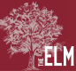 the em em logo with a tree on a red background