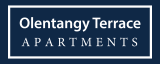 a blue rectangle with the words oleny terrace apartments