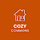 A graphic of a house with the words "COZY COMMONS" below it.
