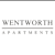A black and white image of a sign that says Wentworth Apartments.