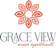 A logo for Grace View senior apartments featuring a stylized flower.