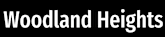 the logo for woodlands heights in white text on a black background