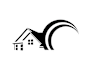 a silhouette of a house with a cat door and window