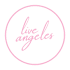 A pink circle with the words "live angeles" written in cursive.