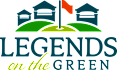 A graphic with the text "LEGENDS on the GREEN" and a flag on a pole.
