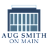 A graphic of a building with the words "AUG SMITH ON MAIN" below it.