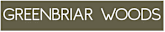 A logo with the words "Greenbriar Woods" in white on a dark background.