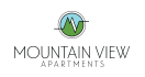 a logo for mountain view apartments on a green background