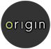 A black circle with the word "origin" written in white and a green dot.