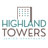 The image is a logo for Highland Towers Senior Apartments.