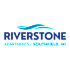 The image is a logo for Riverstone Apartments in Southfield, MI.