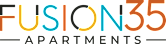The image is a logo for Fusion 35 apartments.