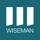 Three white bars with the word WiseMan below them.