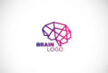 a brain logo with a geometric shape and the words brain logo