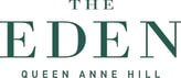 the hotel queen hill logo in green against a white background