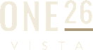 A sign with the text "ONE 26 VISTA" on it.