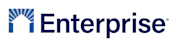 A blue and white logo with the word Enterprise.