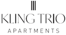 A black and white image of a logo for Kling Trio Apartments.