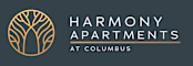 A logo for Harmony Apartments at Columbus is displayed.