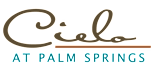 The image features the name "Cielo" in a cursive font, with a line underneath and the words "at Palm Springs" below it.