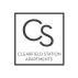 a logo for clearfield station apartments