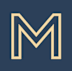 A golden letter M on a navy blue background.