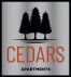 a logo for cedar apartments apartments with trees