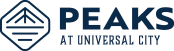 the logo for peaks at universal city