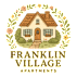 A stylized image of a house surrounded by flowers and foliage with the text "Franklin Village Apartments" above it.