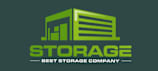 a best storage company logo on a green background