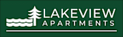 Lakeview Apartments logo with a tree and waves.