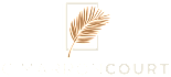 A logo with a palm leaf and the text "CIMARRONCOURT" in white.