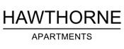 The image is a logo for Hawthorne Apartments.
