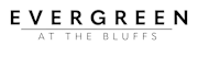 A black and white image with the words "Evergreen at the Bluffs" written on it.