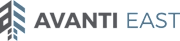 The image shows a logo with the text "AVANTI EAST" and a graphic element to the left of the text.