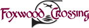 a logo with the words foxwood crossing
