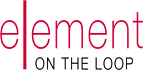 A graphic with the word element on the left and on the loop on the right.